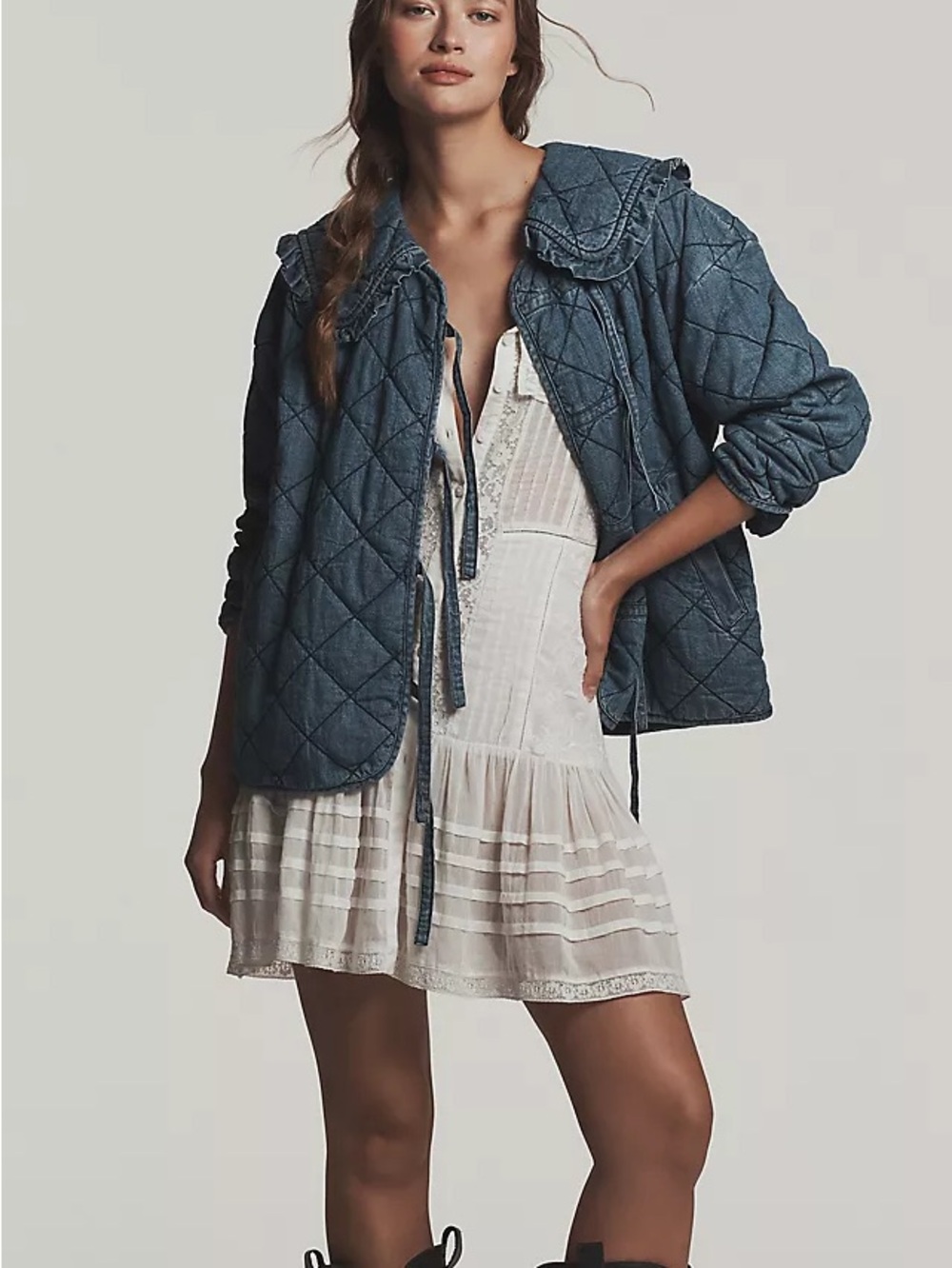 Hazel Quilted Chambray Jacket by Maeve NWT size medium